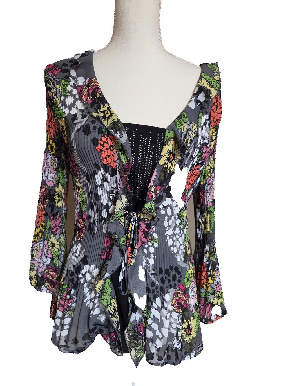 Gray Floral Blouse